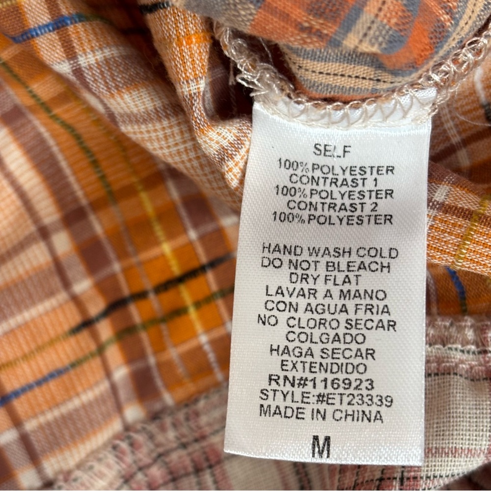 Easel Patchwork Plaid Button Down Shirt Shacket S… - image 9